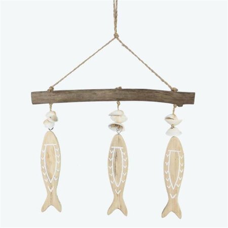 YOUNGS Driftwood Wall Hanger with Wood Fish 61644